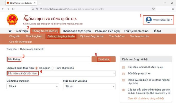 Các bước tìm kiếm nghiệp vụ trên cổng DVC quốc gia